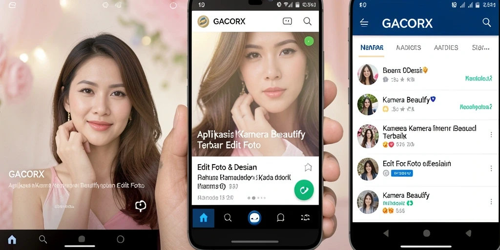 Antarmuka GACORX dengan berbagai fitur Kamera Beautify.