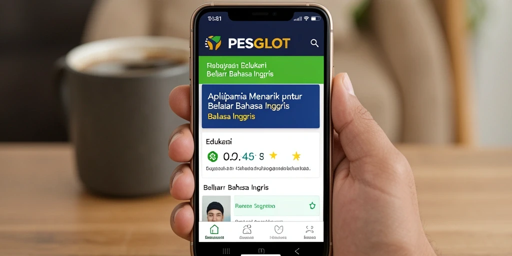 Screenshot antarmuka PESGSLOT dengan fungsi belajar bahasa Inggris yang interaktif.
