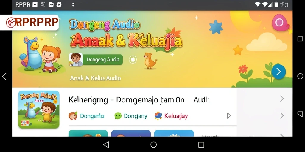 Antarmuka aplikasi RPRPRP yang menarik untuk dongeng audio.