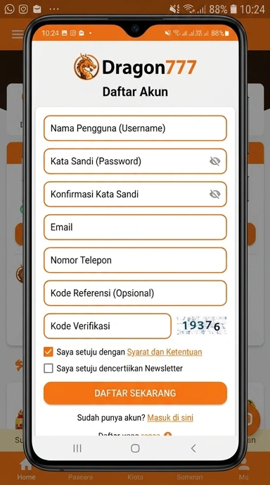 Cara Mudah Buat Akun dragon777 untuk Pengguna Android